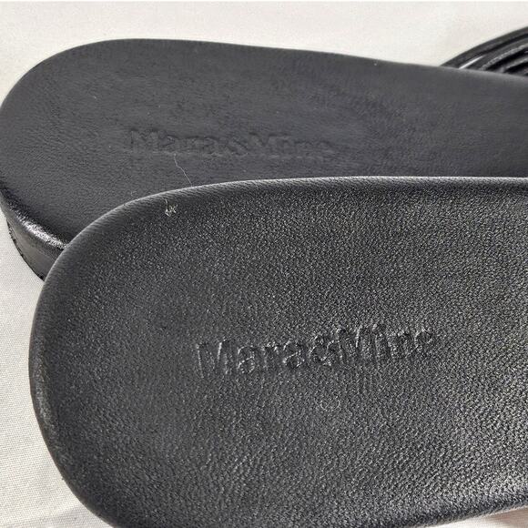 MARA & MINE LOLA WOMEN'S BLACK LEATHER THONG FLAT SANDALS - SIZE 9 - Picture 6 of 9